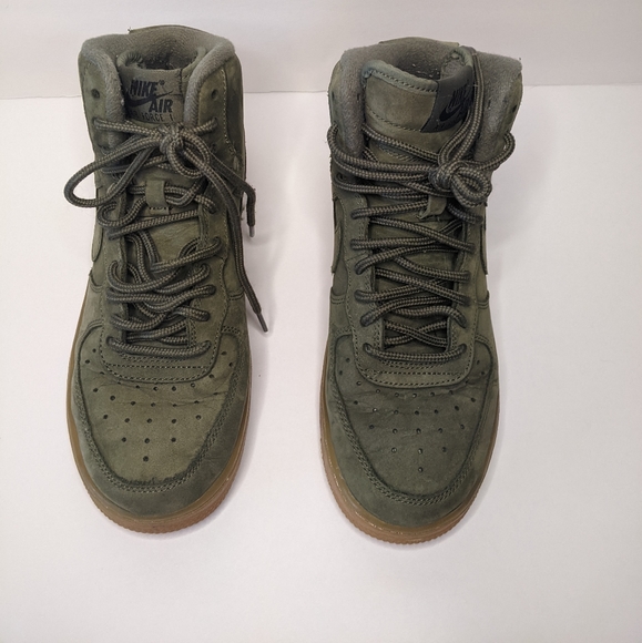Nike Air Force 1 High Tops Olive AF1 Gum Soles Shoes - Picture 3 of 7